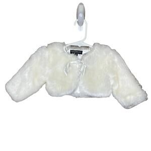 Wendy Bellissimo White Faux Fur Shrug Coat Jacket Size 6-9 months
